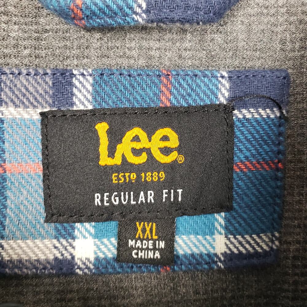 Lee Mens XXL Regular Fit Flannel Shacket Blue Cotton Plaid Classic Fall Workwear - Picture 4 of 9
